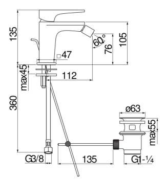 Смеситель для биде Nobili Seven SE124119/1BM черный