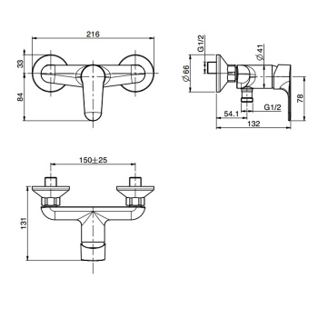 Смеситель для душа Fima Carlo Frattini Serie 22 настенный, хром F3835/1CR