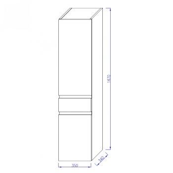 Шкаф-пенал 35 см Jacob Delafon Madeleine EB2069D-J52 правый, блестящий чёрный