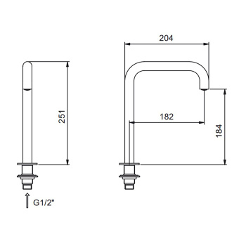 Излив Fantini Fontane Bianche установка на столешницу, Matt Gun Metal PVD 47 P5 8441