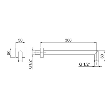 Кронштейн для душевой лейки Fantini Mint 30 см, матовая натуральная сталь 86 93 8038