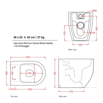 Унитаз напольный Artceram Monet MNV002 17 00 приставной, черный матовый