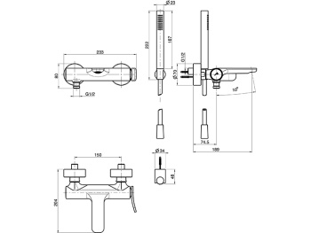 Смеситель для ванны с душевым комплектом Fima Carlo Frattini FLO F3804CR