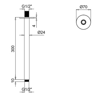 Держатель верхнего душа потолочный Almar 30 с круглым отражателем, хром E021109.CR
