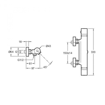 Смеситель термостатический для ванны Jacob Delafon Rivoli E24325-CP
