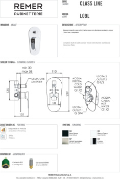 Смеситель для ванны Remer Class Line  встраиваемый L09L