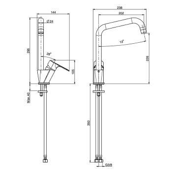Смеситель для кухни Fima Carlo Frattini Kitchen на 1 отверстие, Serie 22, хром F3847/1CR.ES