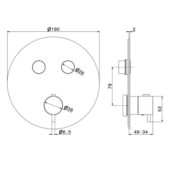 Смеситель для душа термостат Newform X-steel 316 на 2 источника, переключение - кнопки, для 27751, PVD Brushed copper bronze 70426EX.59.067