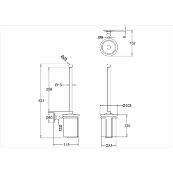Туалетный ершик Burlington A8 CHR хром