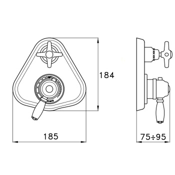 Внешняя часть встраиваемого термостатического смесителя для душа Stella Roma IS3292 P.V., хром RM 06011 CR00
