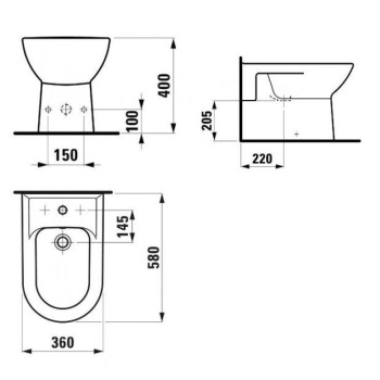 Биде напольное Laufen PRO 8.3295.1.000.304.1