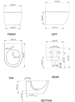 Биде подвесное GSG Ceramic Design Like LKBISOXXS000 укороченное - белый глянцевый