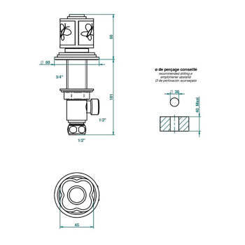 Вентиль смесителя для раковины THG Capucine Vert Decor Platine A7E-A02-35 хром
