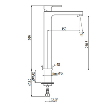 Смеситель для раковины высокий Gattoni Kubik 301 2584/25NO черный