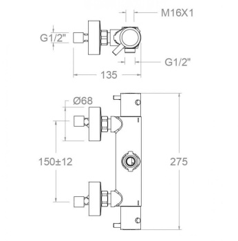 Смеситель термостатический Ramonsoler Odisea без излива для душевой системы золото 391202SOC