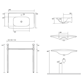 Раковина Kerasan The New Yorker 80x53, с 1 отв под смеситель, белый матовый 564130