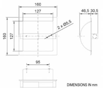 Держатель для 1 рулона туалетной бумаги встраиваемый квадратный с рамкой Nofer 05204.B