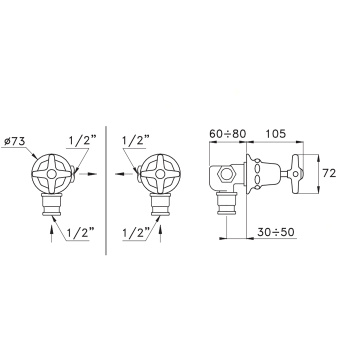 Угловой кран Stella Italica 0/152, хром IT 01101 CR00