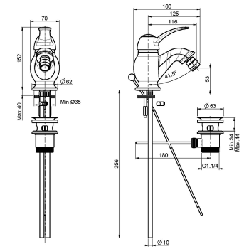 Смеситель для биде Fima Carlo Frattini Lamp с донным клапаном, бронза F3302BR