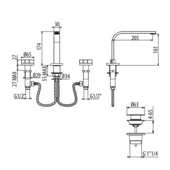 Смеситель для раковины Gattoni Gas GS111/32VC бронза