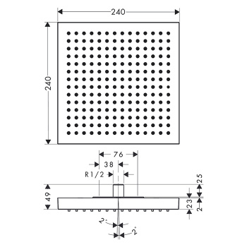 Axor ShowerHeaven Верхний душ 24х24см., цвет: золото 10924990