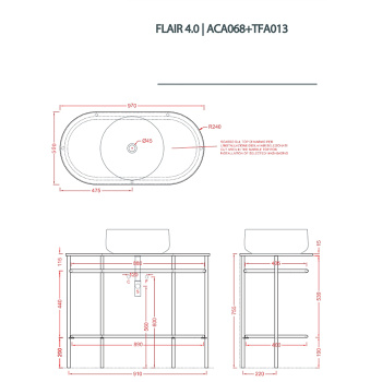 Консоль металлическая с раковиной Artceram Flair TFA013 05