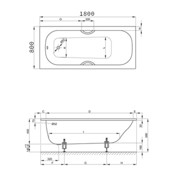 Стальная ванна Bette Classic 180x80 1270-000 PLUS