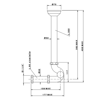 Сифон Nicolazzi Complementi s 1 1/4 без донного клапана для биде, золото 5569GB