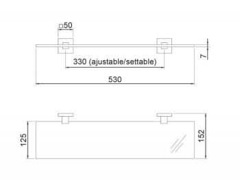 Полка для ванной Nofer комнаты стеклянная черная BARCELONA 16910.N