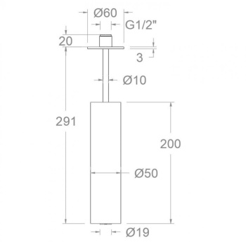 Верхний душ Ramonsoler Hydrotherapy потолочный цилиндр золото BV10RT200OC
