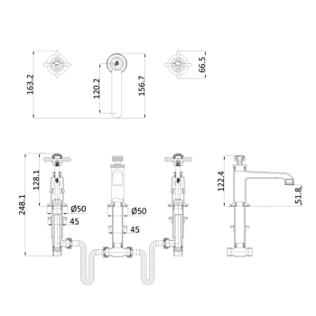 Смеситель для раковины Burlington Guild GU135DNG золото