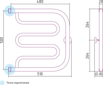 Полотенцесушитель водяной Сунержа Лира 500х500 Н.Г. 1&quot; 00-0011-5050