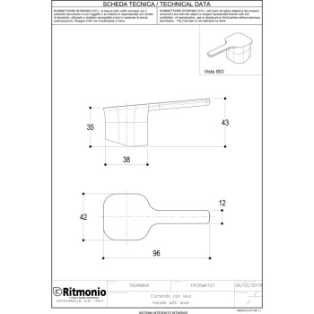 Ручка для смесителя Ritmonio Taormina с палочкой матовый чёрный PR35MA101C04
