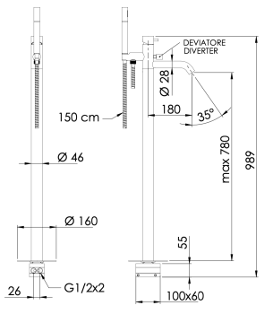 Смеситель для душа Daniel Tokyo TK678DP золото брашированное