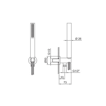 Душевой набор Fantini Nice ручная лейка, шланг, держатель для душа, вывод черный матовый 86 13 8051
