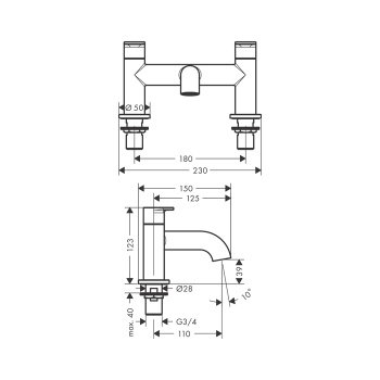 Смеситель на борт ванны Hansgrohe Vernis Blend 71442670, матовый чёрный