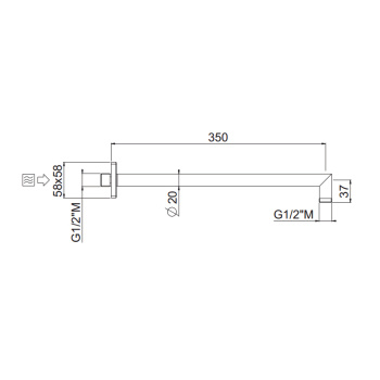 Держатель верхнего душа Carimali Colonial 350 настенный, хром 20040C35-CR
