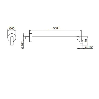 Кронштейн настенный для верхнего душа Fantini Nostromo 30см, хром 86 02 8027