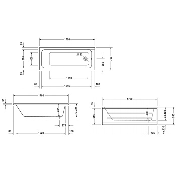 Акриловая ванна Duravit D-Code 170x70 700098000000000