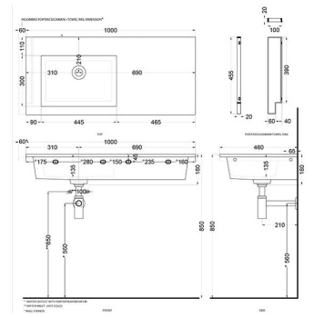 Раковина подвесная Cielo Era ERLA100SXSF CP 100 см левая розовый