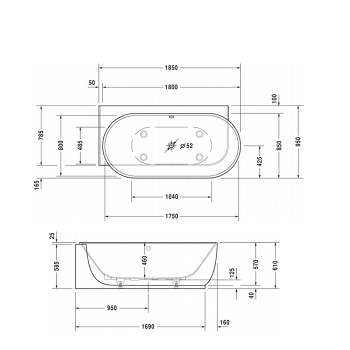 Ванна из искусственного камня Duravit DuraSquare 185x95 700431000000000