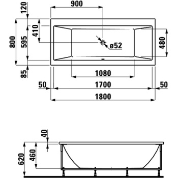Акриловая ванна Laufen Pro 180x80 2.3295.1.000.000.1