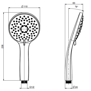 Ручной душ Fima Carlo Frattini Wellness 5 режимов, хром F2446CR