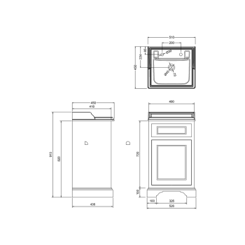 Тумба под раковину Burlington Classic FC8W-R белый