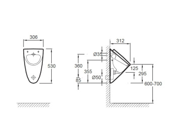 Писсуар Jacob Delafon Presquile E1161-00 с крышкой белый