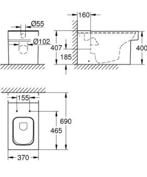 Унитаз напольный Grohe Cube Ceramic 3948400H