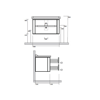 Тумба подвесная под раковину Kerasan Waldorf 100, с 2-мя ящиками, темный орех, noce 925546