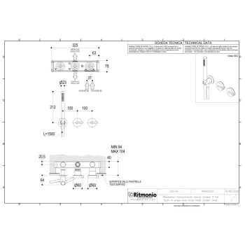 Смеситель для душа Ritmonio DOT316 встраиваемый нержавеющая сталь PR50GG201INOX