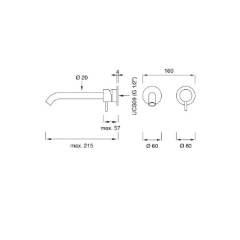 Смеситель для ванны CЕА Design Milo360 MIL 106 L сталь