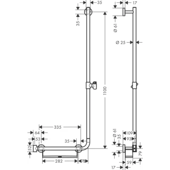 Hansgrohe 26 404 400 Raindance Select S Душевой гарнитур H=1100 мм, Ø120 мм, 3 реж., с полочкой, правый